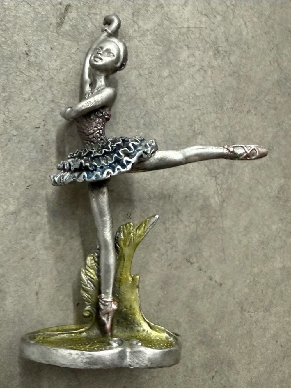 Vintage Pewter  Ballerina Sculpture with Accents of Color